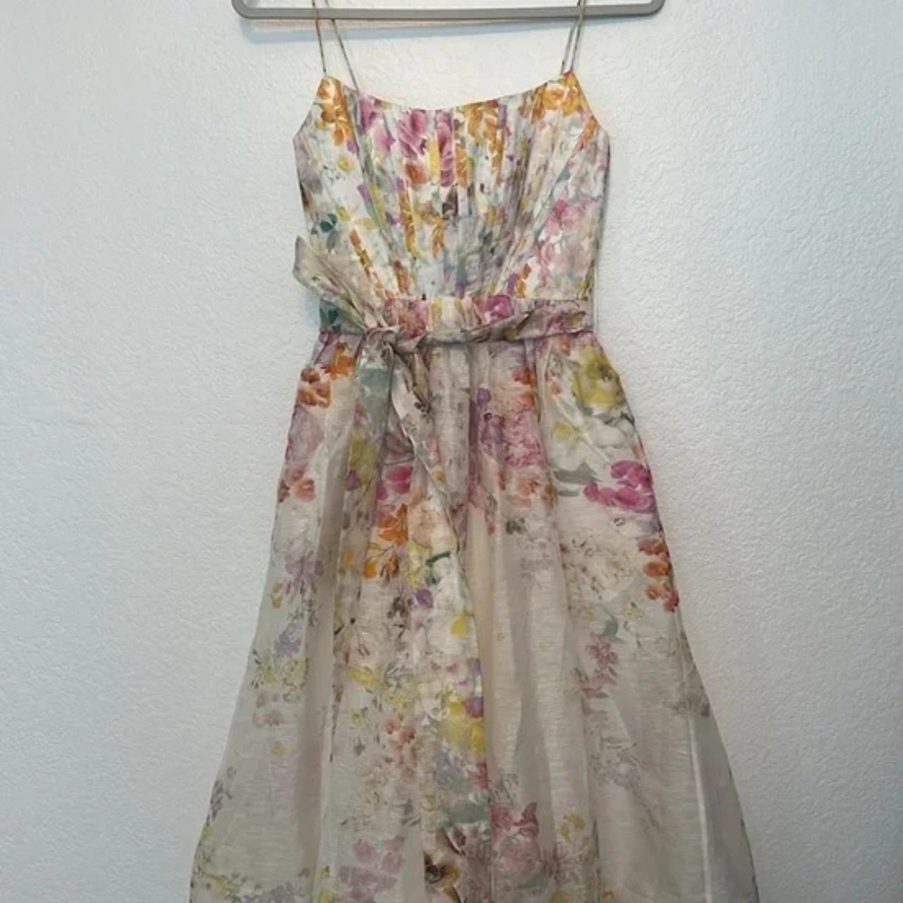 Zimmerman Natura floral-print organza midi dress size 0 - Depop