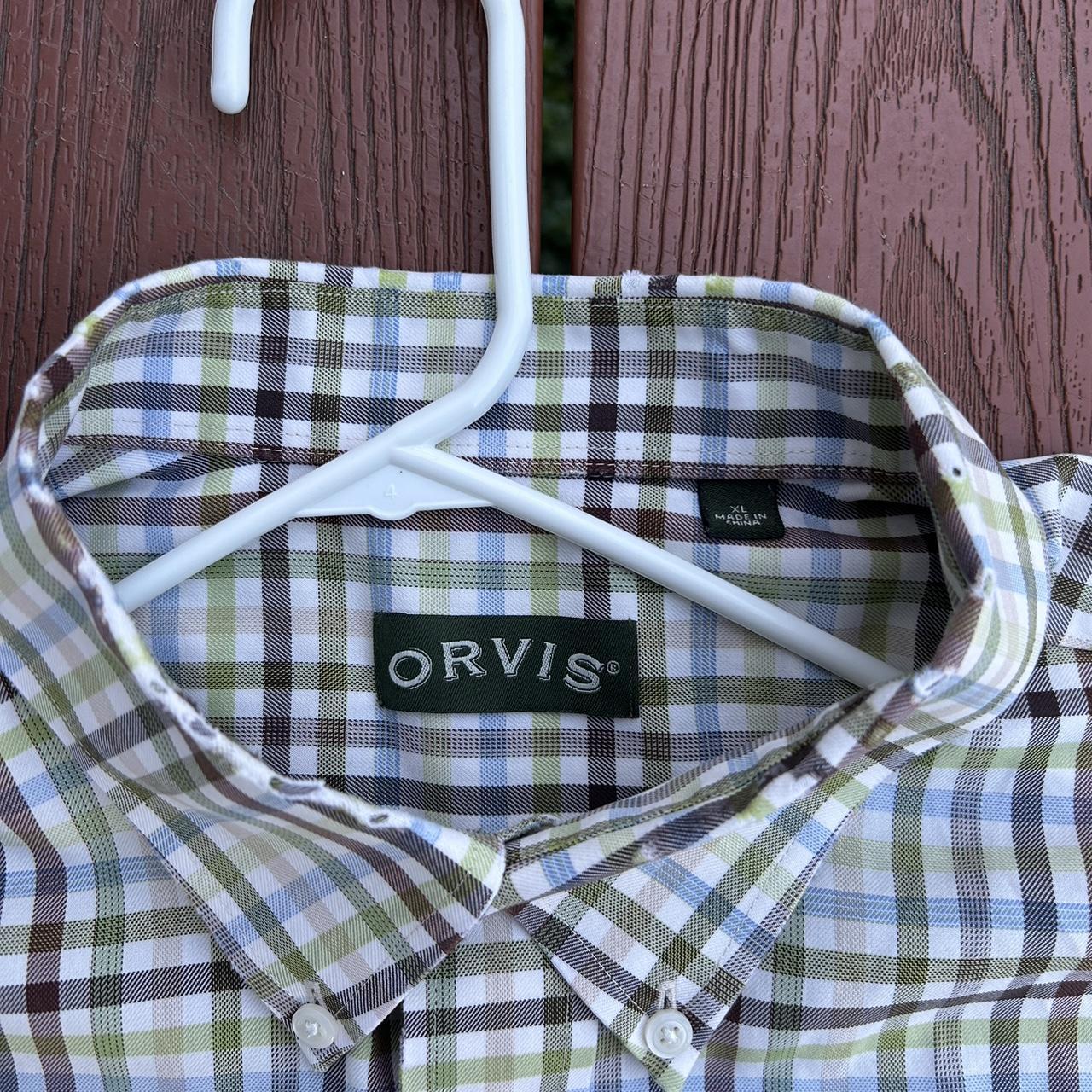 Orvis Grey Plaid Short Sleeve Button Down Shirt Size - Depop