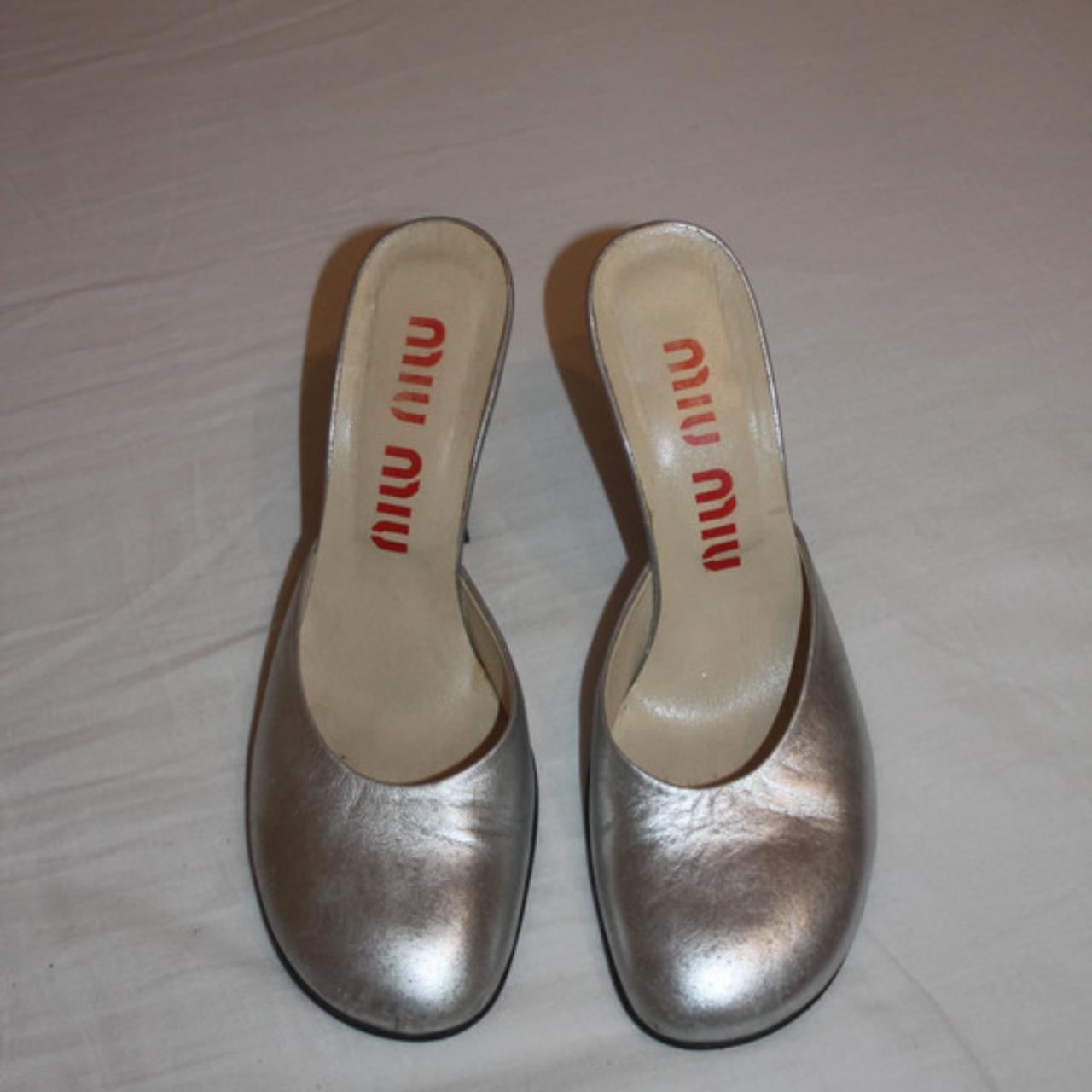 vintage miu miu metalic silver hills SS98 size UK 5 | Depop