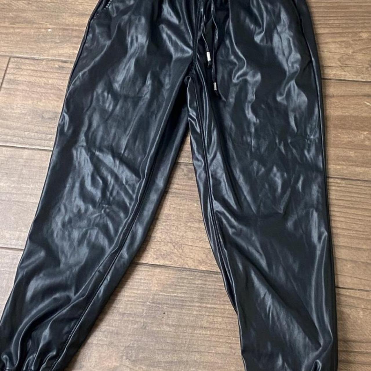 Blank denim black best sale widow faux leather joggers