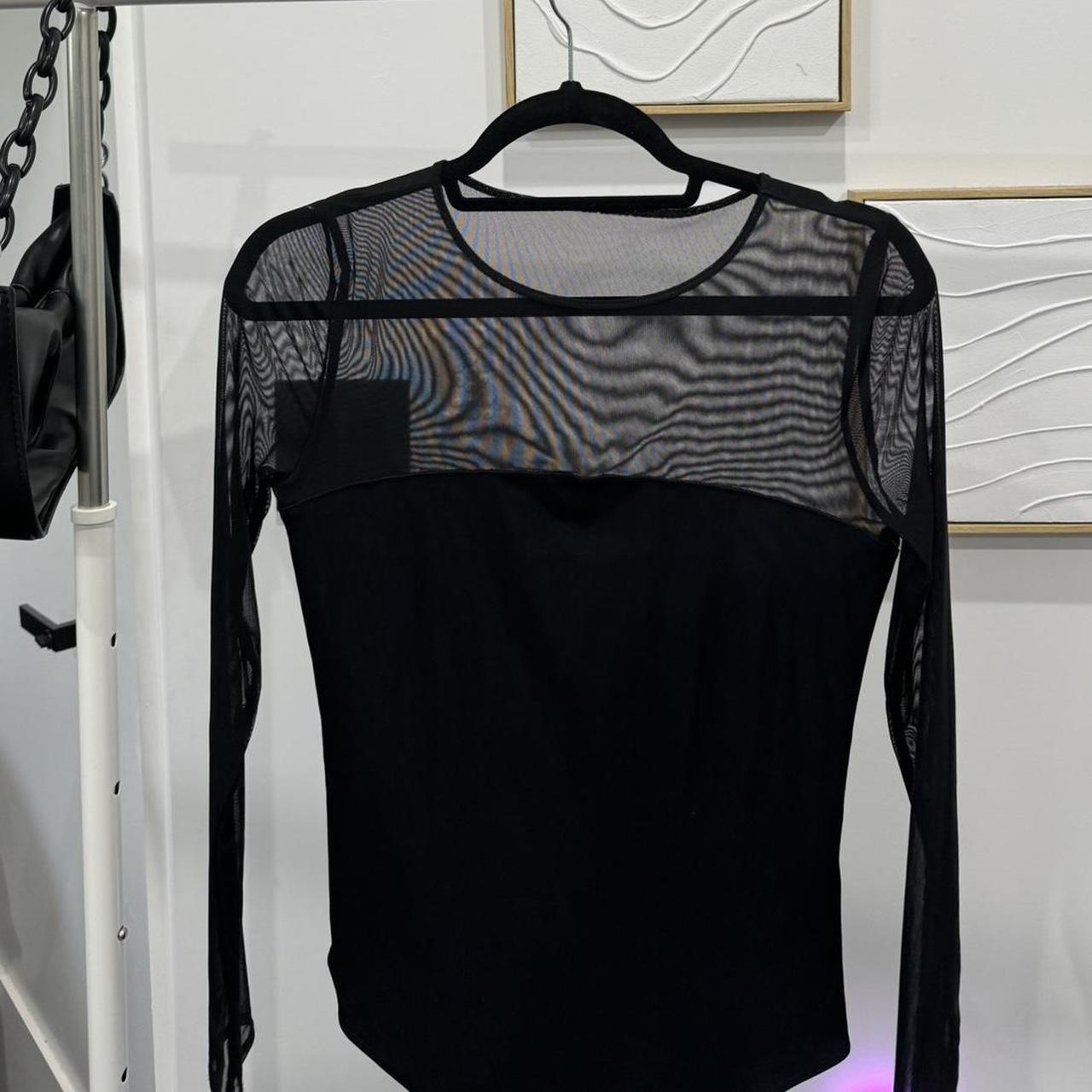 Women's Long-Sleeve Mesh Crew Bodysuit in Black | Size Xxs | Abercrombie & Fitch