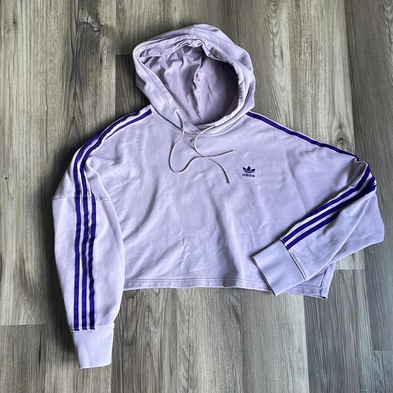 Oversized Cropped Adidas Purple Hoodie size. Depop