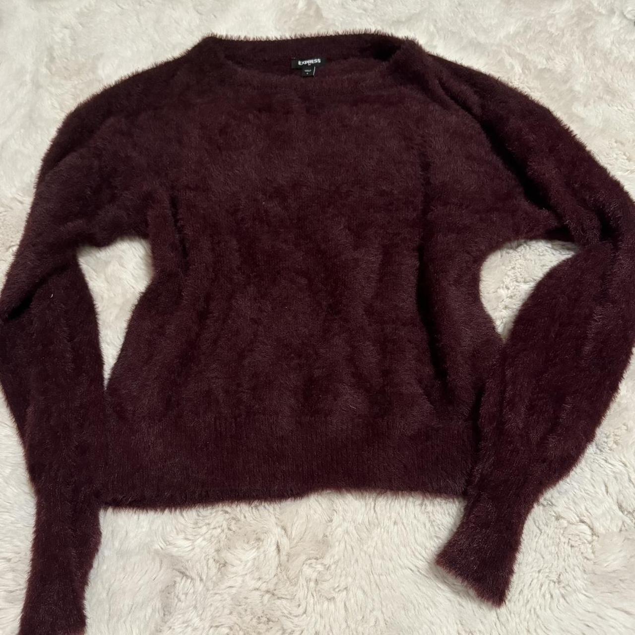 adorable burgundy fluffy sweater 🩷 size small... - Depop