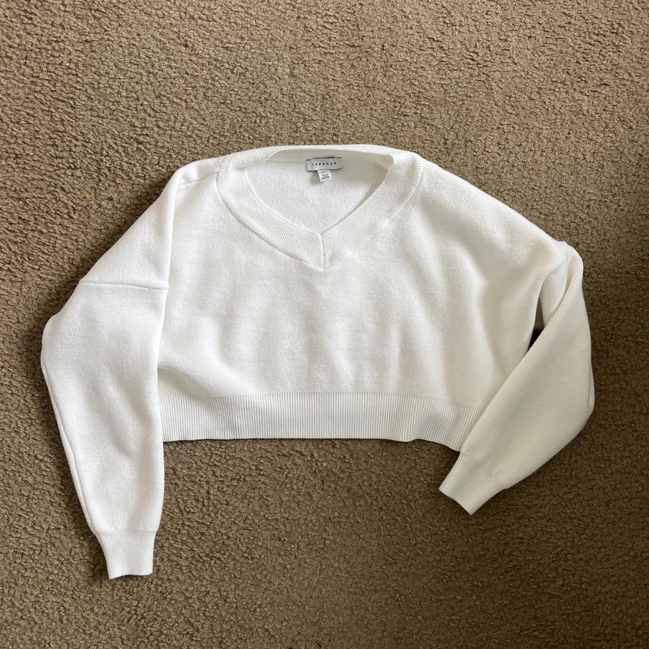 Topshop white cropped online sweatshirt