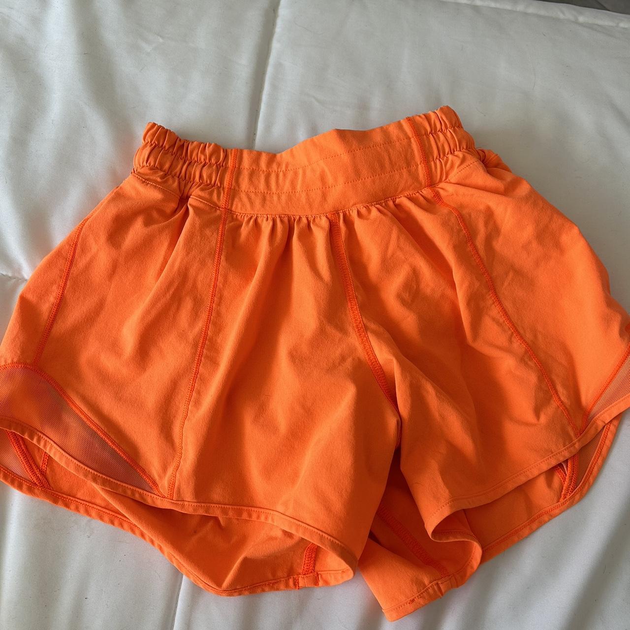 lululemon orange highlighter shorts, high rise 2... - Depop