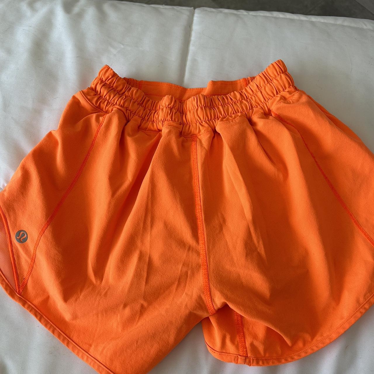 lululemon orange highlighter shorts, high rise 2... - Depop