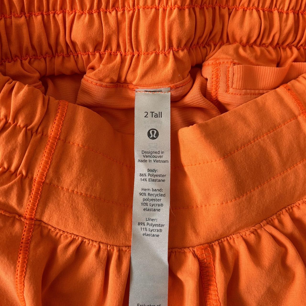 lululemon orange highlighter shorts, high rise 2... - Depop