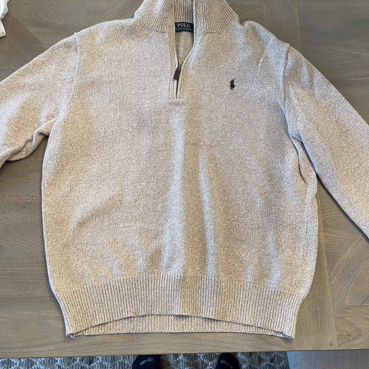 Beige Polo Ralph Lauren Sweater Quarter Zip. Size L... - Depop
