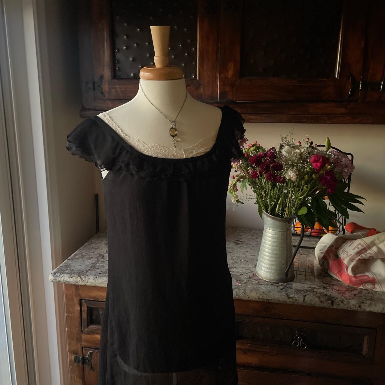 Old Navy Women's Babydoll Dress - Black - S – Black lace trim ruffle sleeve sheer dress …