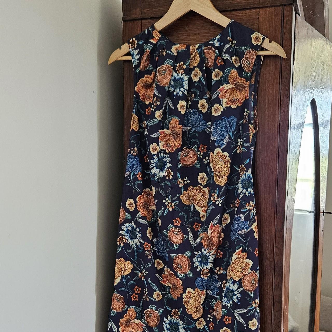 Blue and Floral Summer Dress Brand: MNG Collection... - Depop