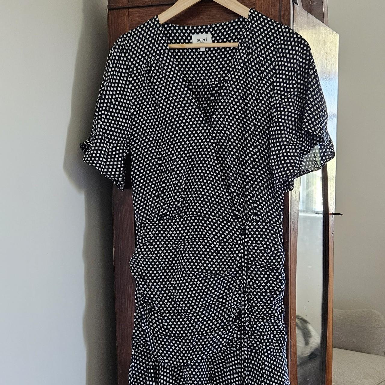 Black and white pattern printed summer dress.... - Depop