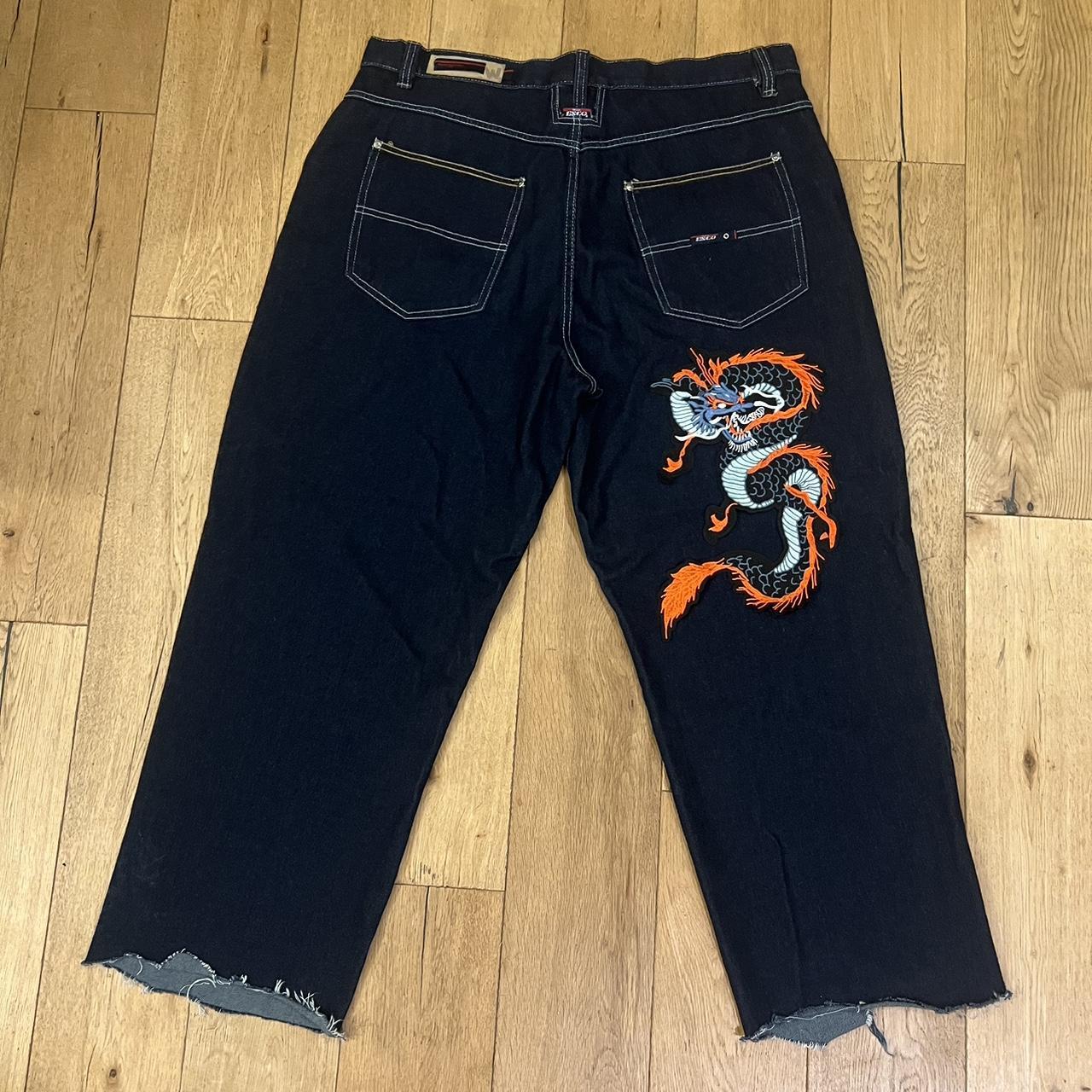 super vintage JNCO style jeans with epic dragon... - Depop