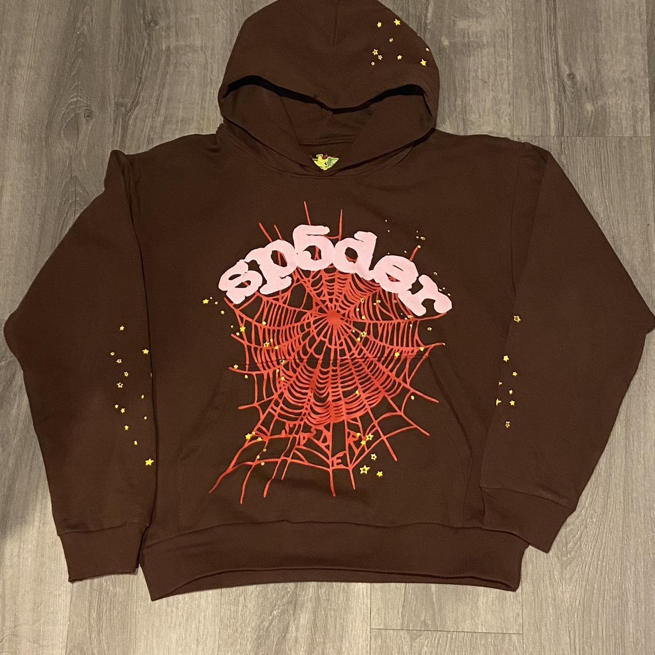 Brown Sp5der Worldwide Web Hoodie Small Only worn