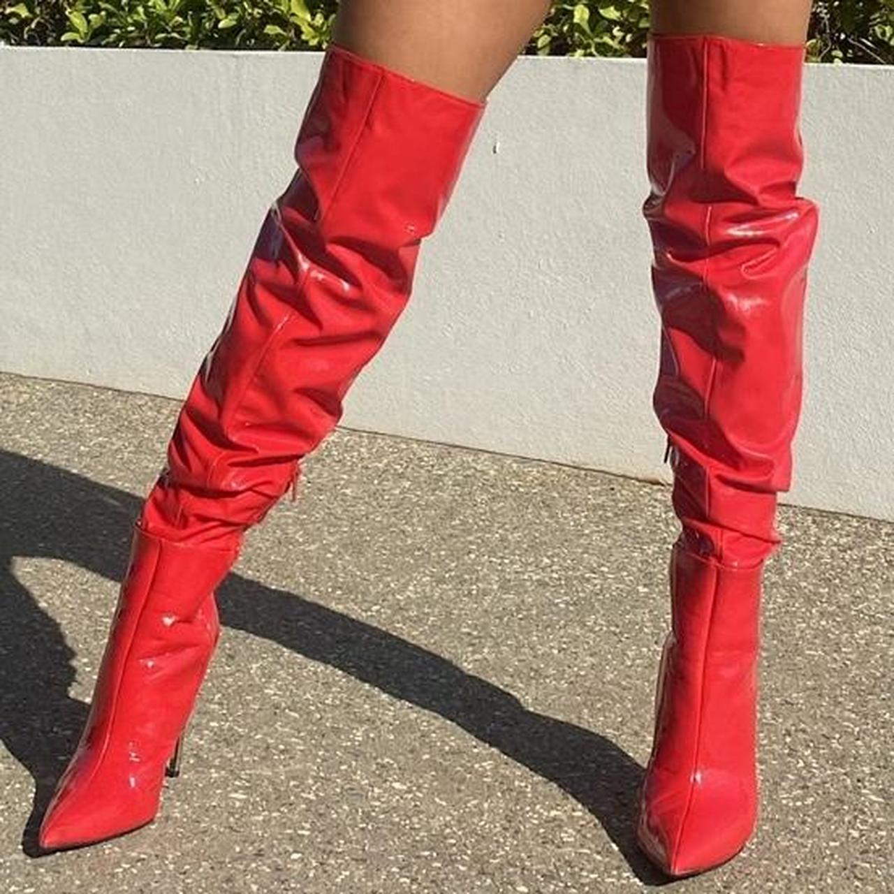 Red thigh high - Public desire boots Worn 3 times.... - Depop