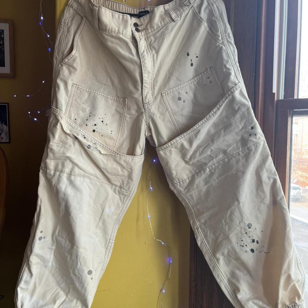 Artist splattered off white cargo pants from BDG.... - Depop