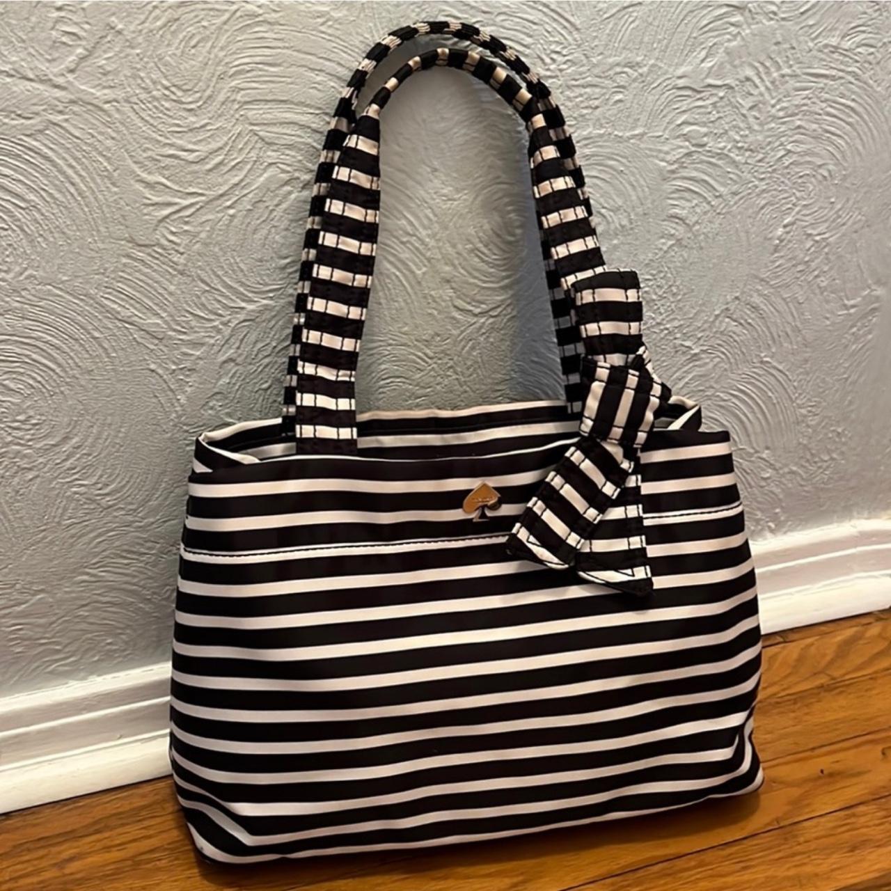 Kate Spade flatiron nylon black and white striped. Depop