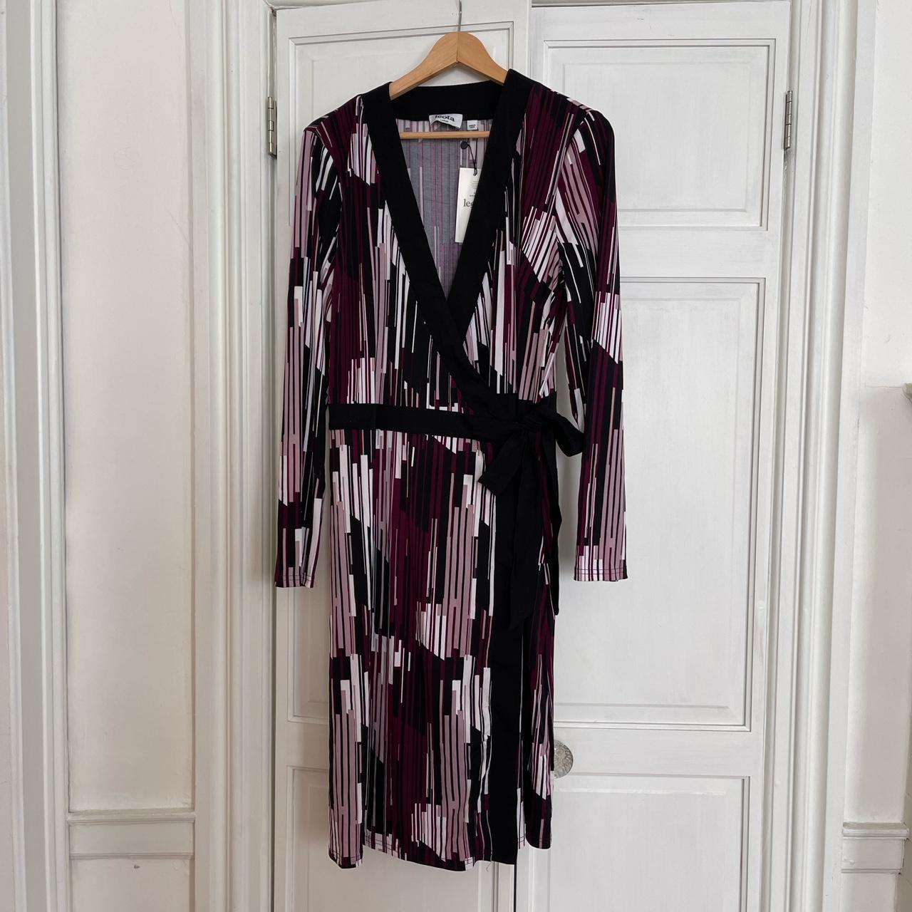 Leota Kara wrap dress in purple black and white. Depop