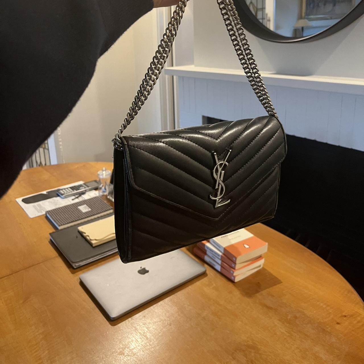Ysl black crossbody bag with silver hardware Dm for... Depop