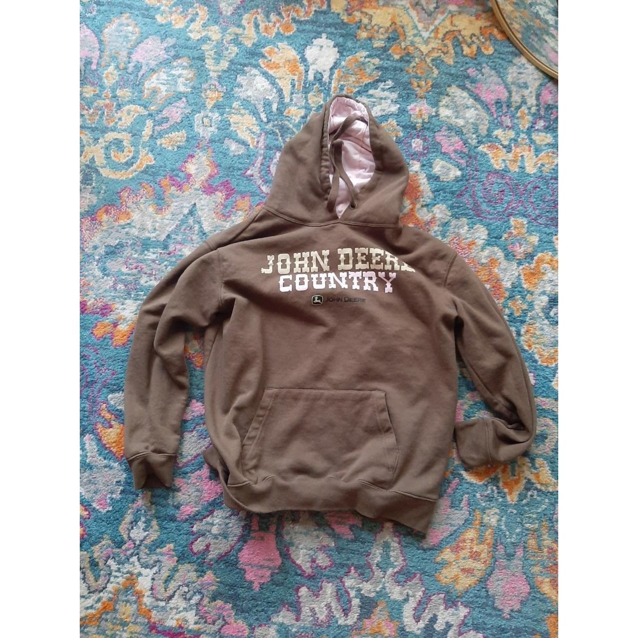 John Deere Country Hoodie Sweatshirt Womens XL Brown... Depop