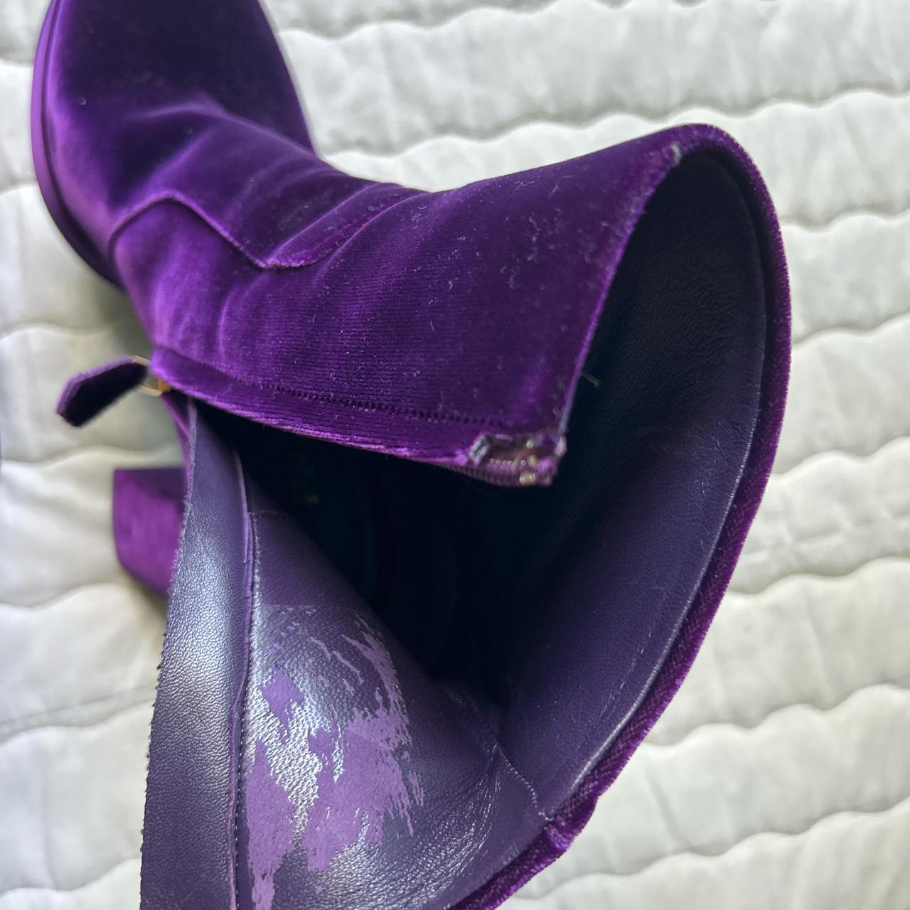 90s 72k Prada Platform Purple Velvet Ankle Boots - | Depop