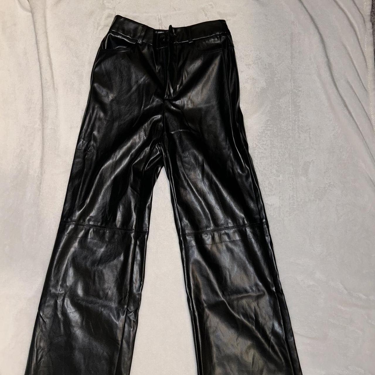 black SHEIN leather pants petite xxs great for a... - Depop