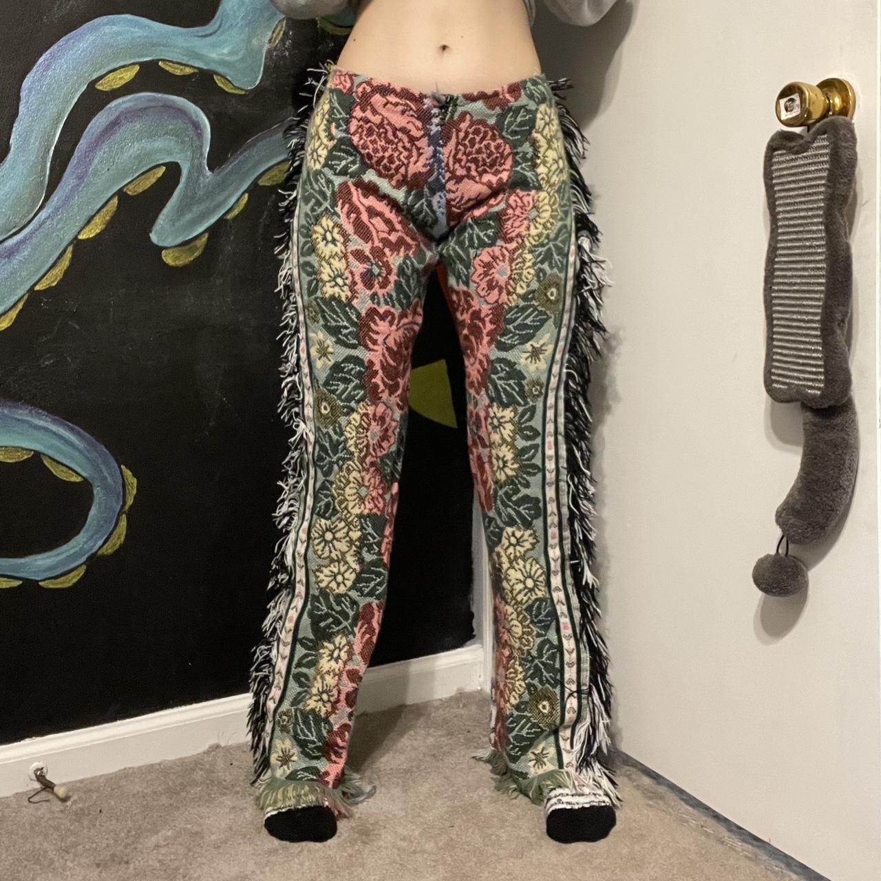 AMAZING HANDMADE (by me) FLORAL BLANKET PANTS... Depop