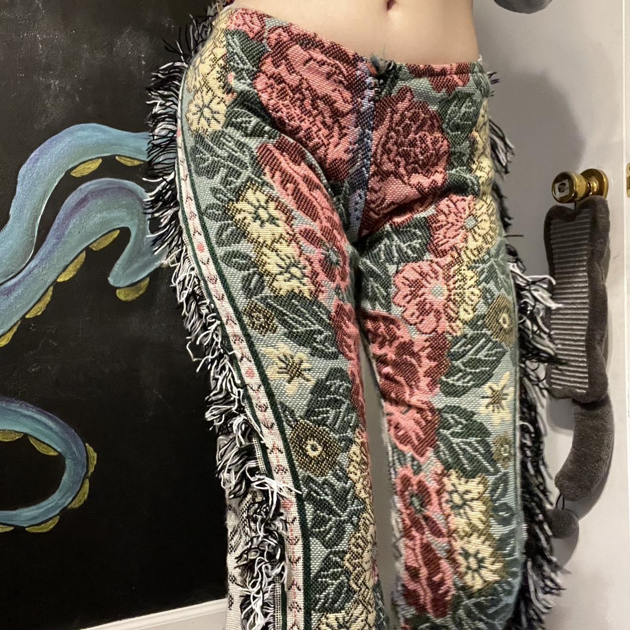 AMAZING HANDMADE (by me) FLORAL BLANKET PANTS... Depop
