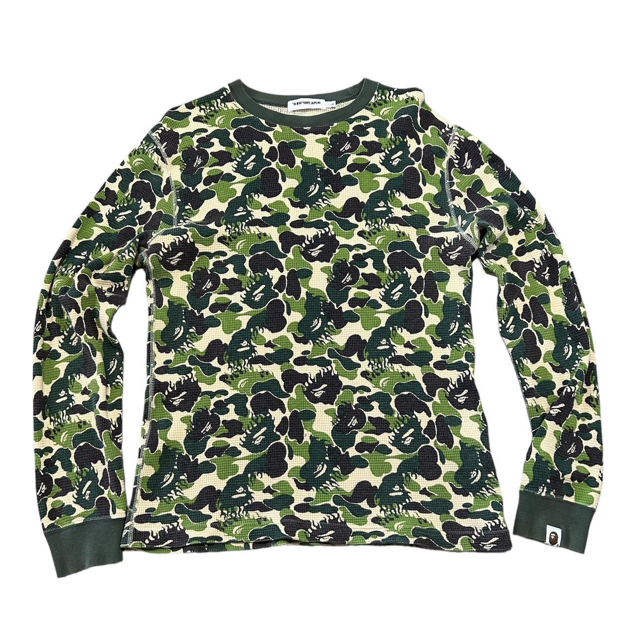 Y2K Bape Fire Camo Thermal Long Sleeve Shirt Size Depop