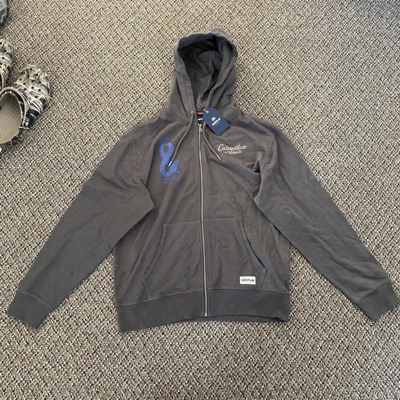 Large caterpillar zip up hoodie new with tags Depop