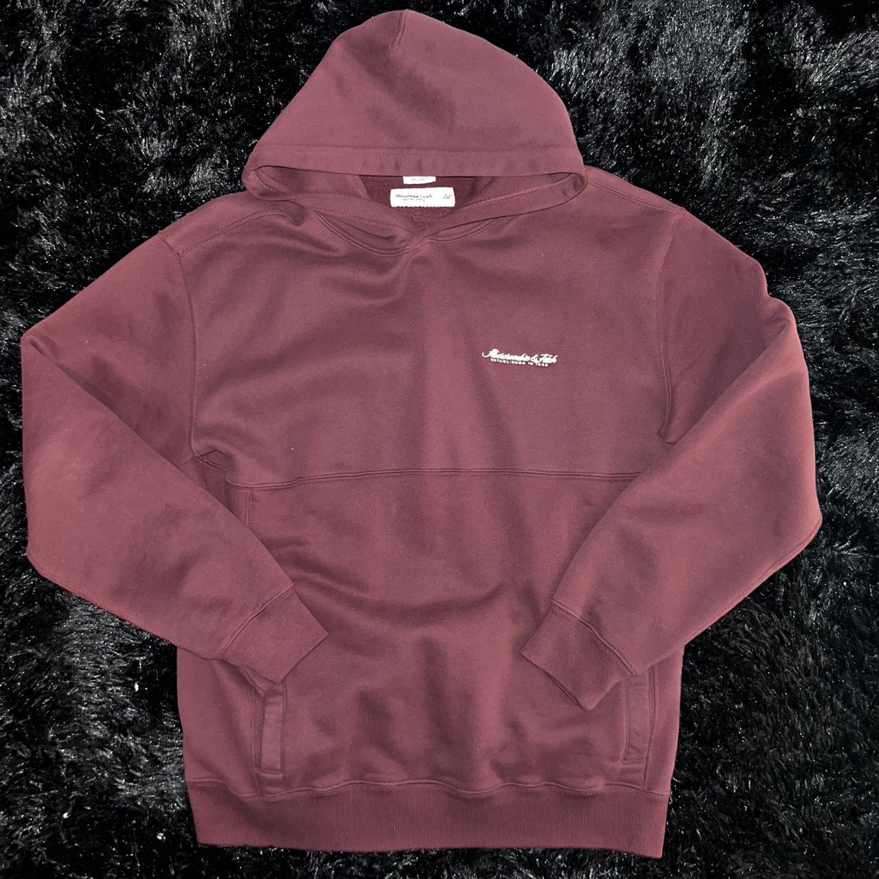 abercrombie & fitch burgundy logo hoodie ( relaxed... Depop