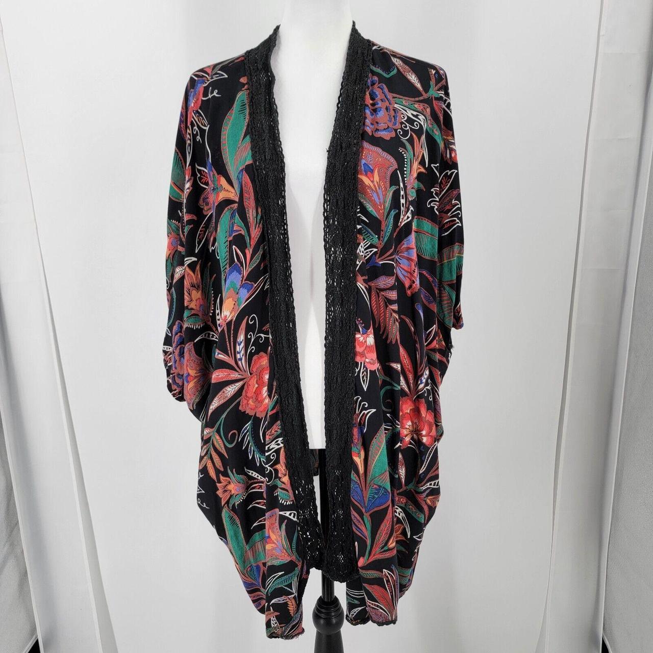 Angie Kimono Cardigan Women s XL Tropical Floral. Depop