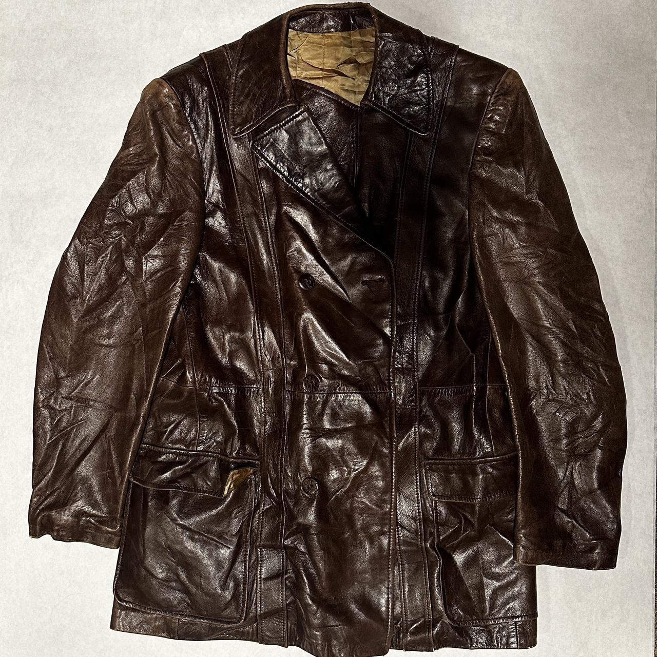 Cortefiel leather jacket— made in Spain— size 52 - Depop