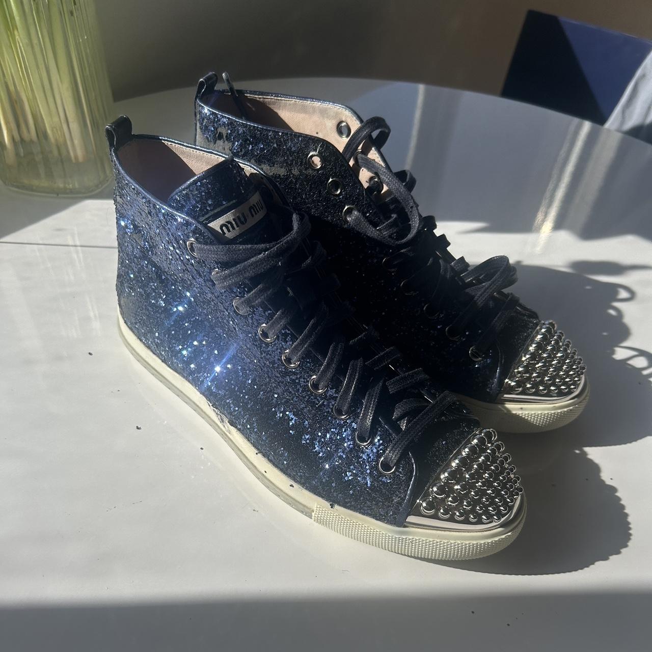 Glitter Miu Miu Sneakers Price Miu Miu Black Glitter High Top
