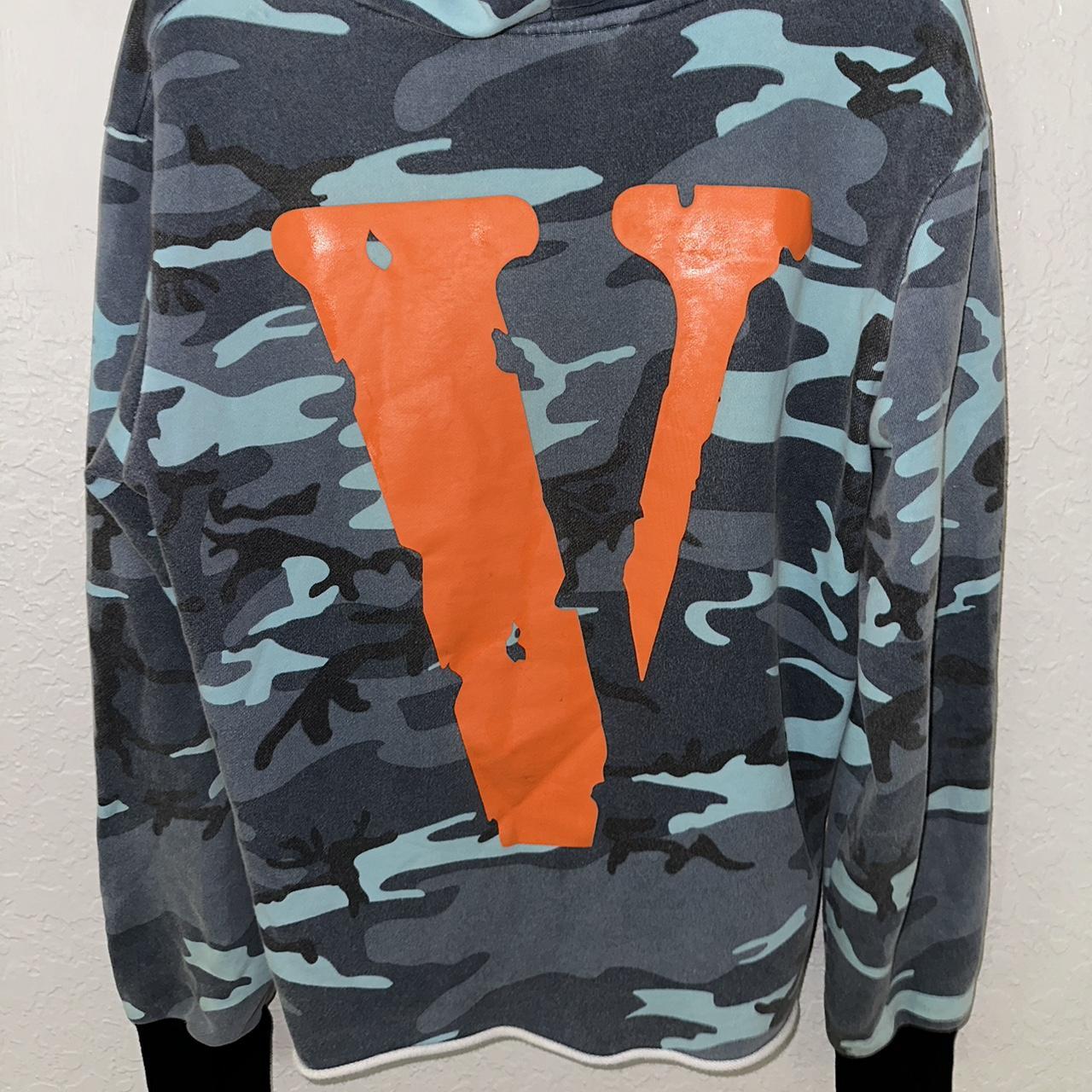 Vlone FRIENDS Blue Camo Hoodie Barely worn Depop