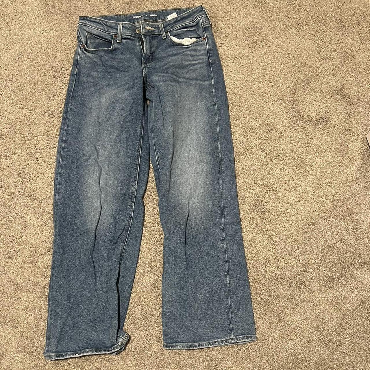 low waisted, wide-legged jeans - Depop