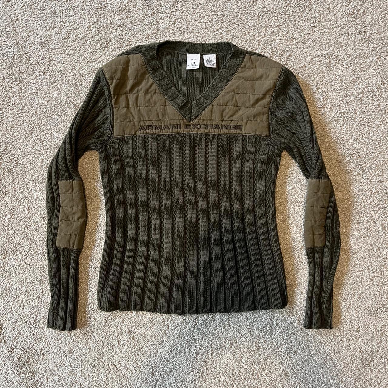 Green Vintage Armani Exchange Knit Sweater w/ Padded...