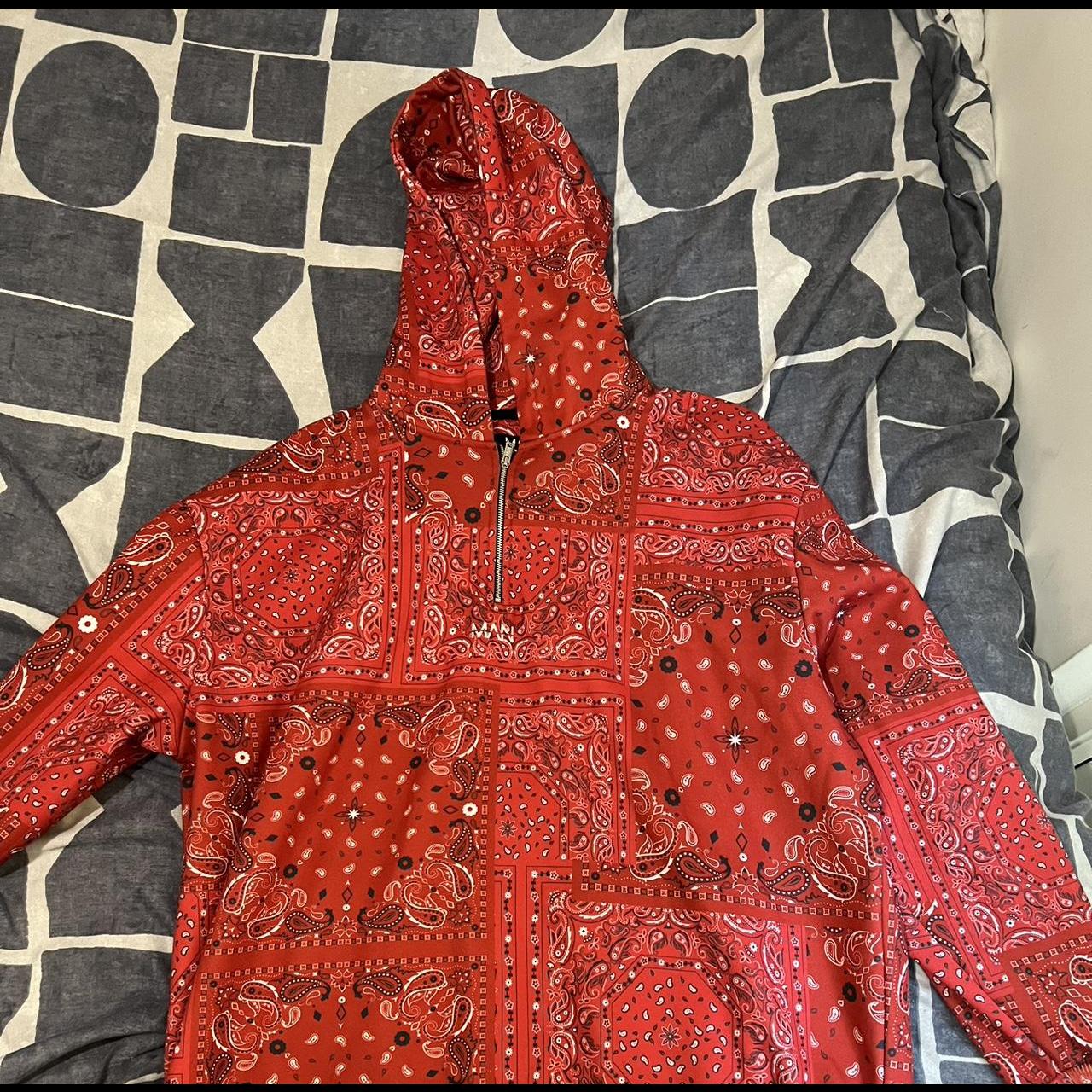 Boohooman red outlet hoodie