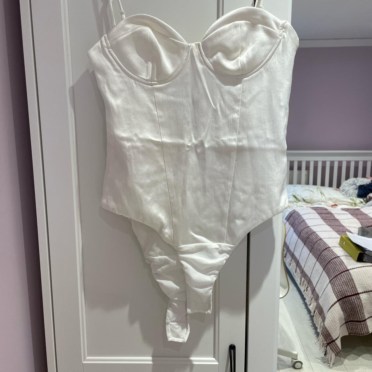 Corset White Bodysuit Zara ZARA WOMAN NWT SS22 WHITE RHINESTONE