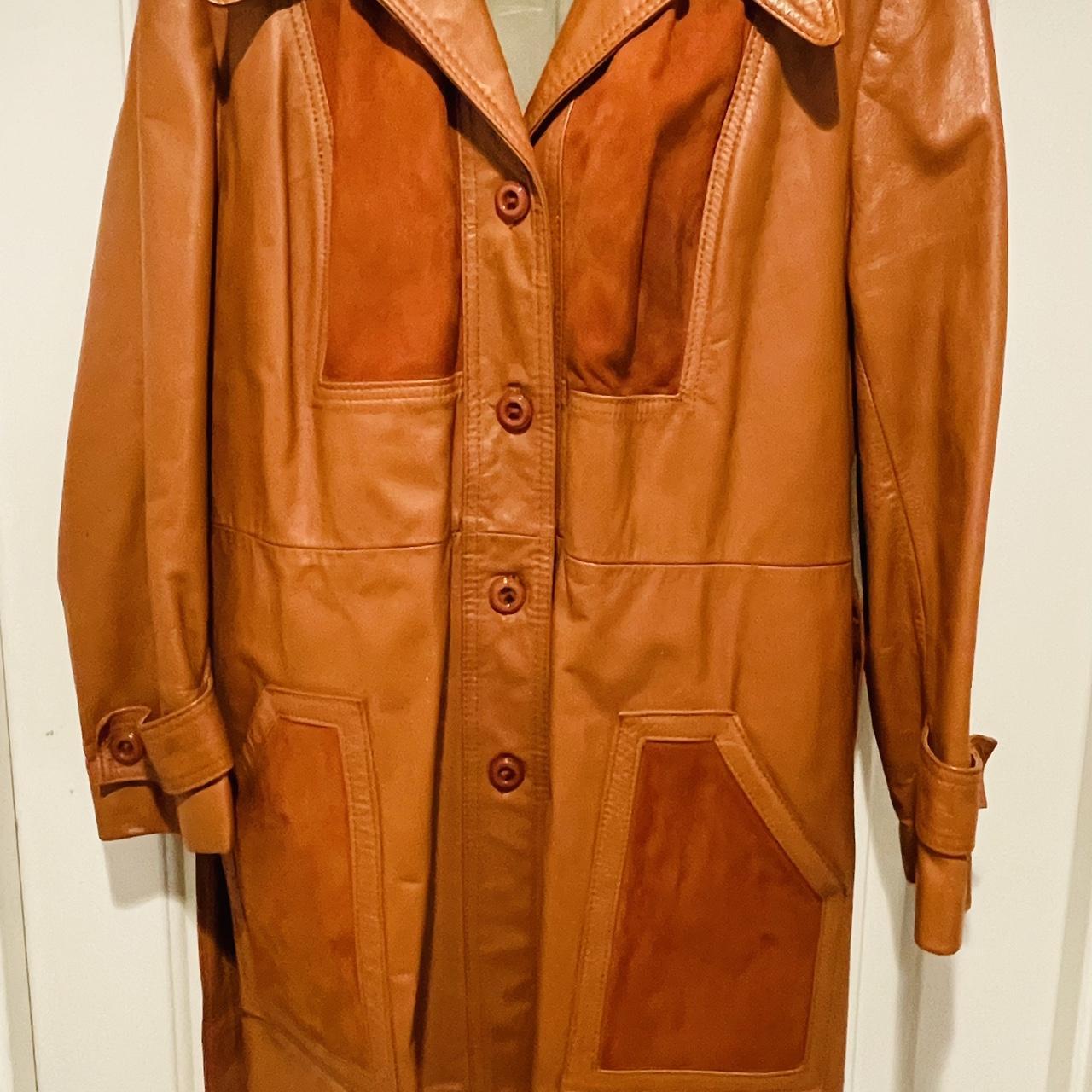 Vintage Orange/brown in color Leather Jacket,... - Depop