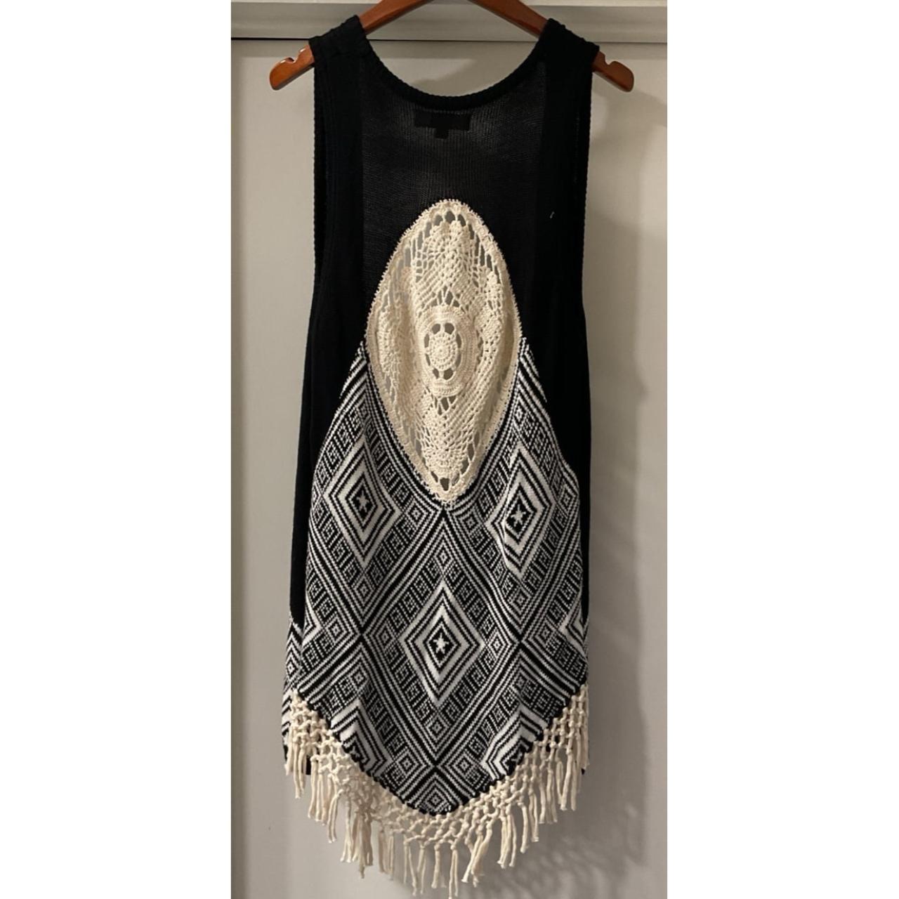 Umgee Cardigan Vest Crocheted with Fringe Depop