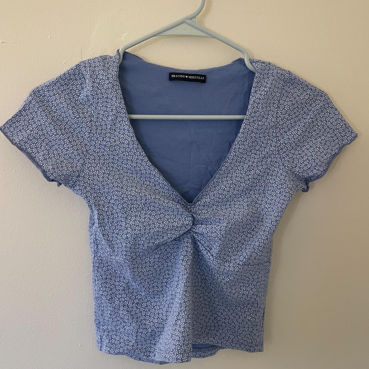 Brandy Melville vintage blue flower baby tee 2018.... Depop