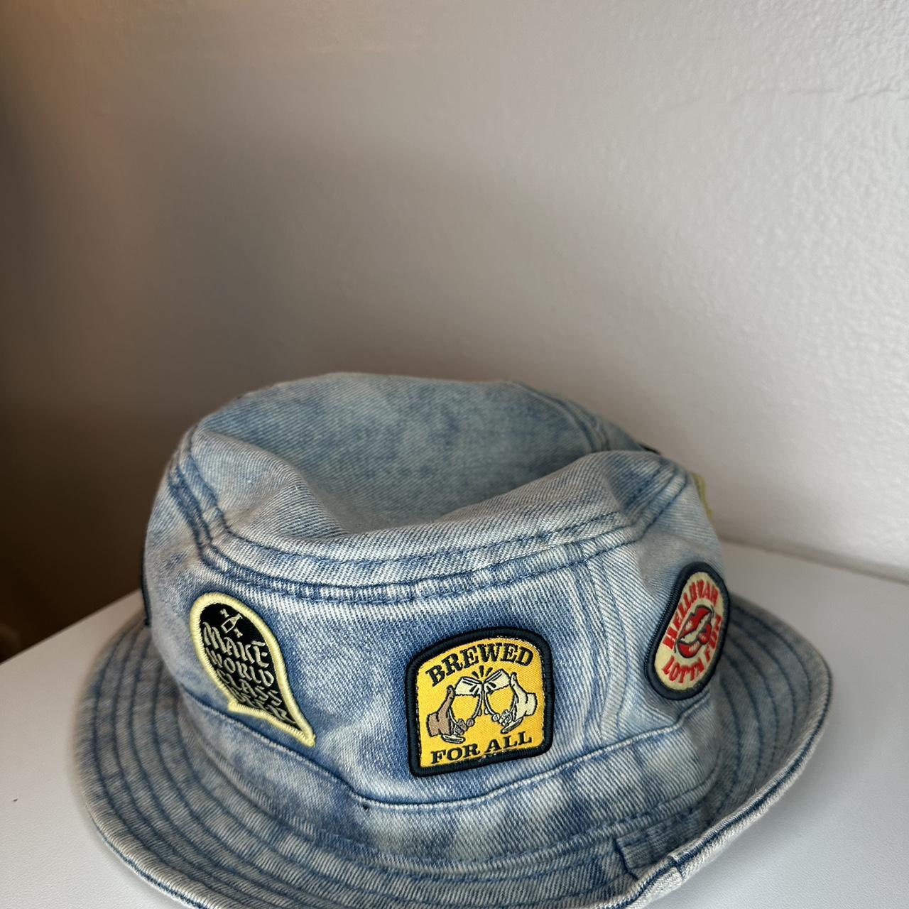 Denim beer patch bucket hat