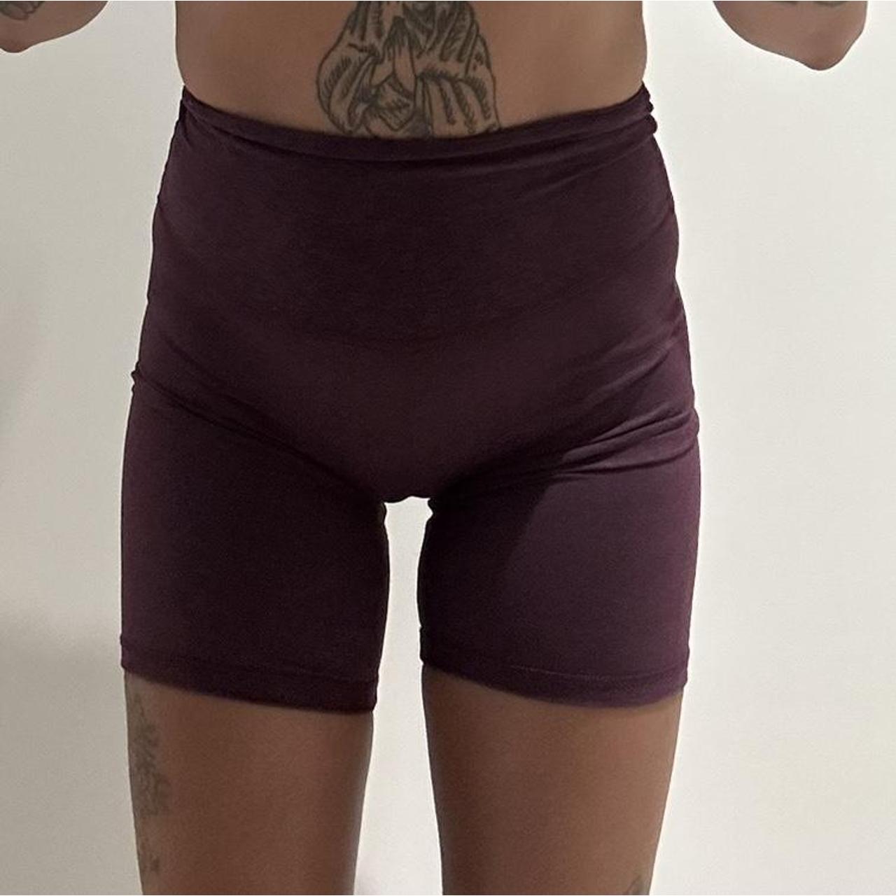Beyond Yoga Women's Purple and Burgundy Shorts Depop