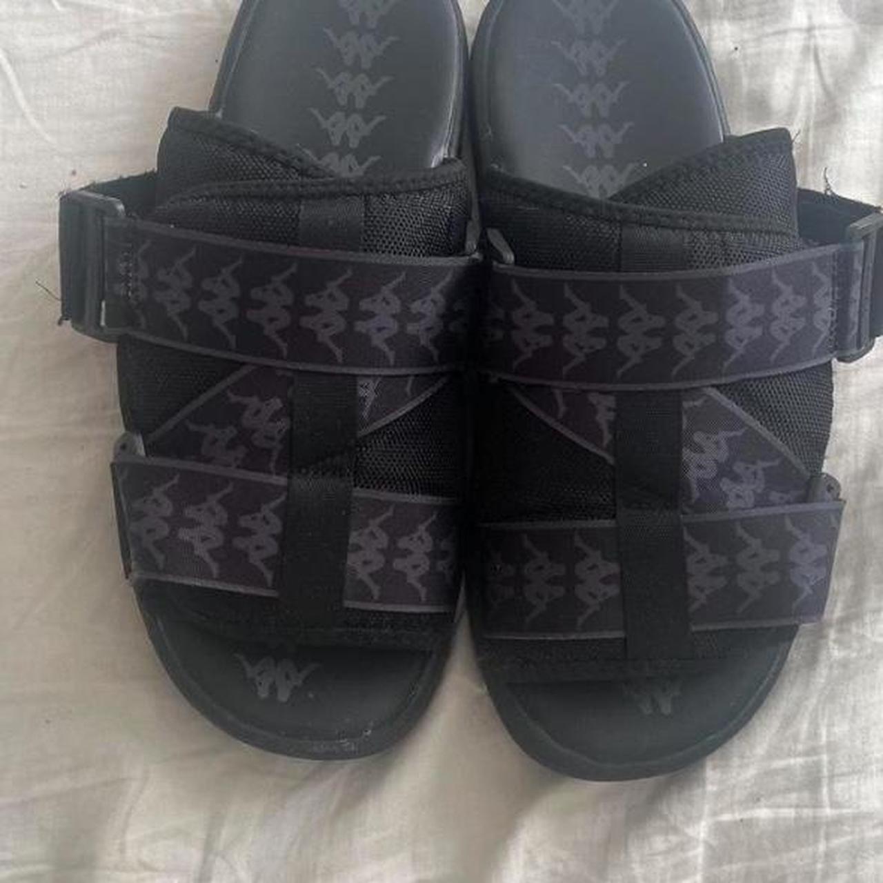 Black kappa slides worn 4 times with box Depop