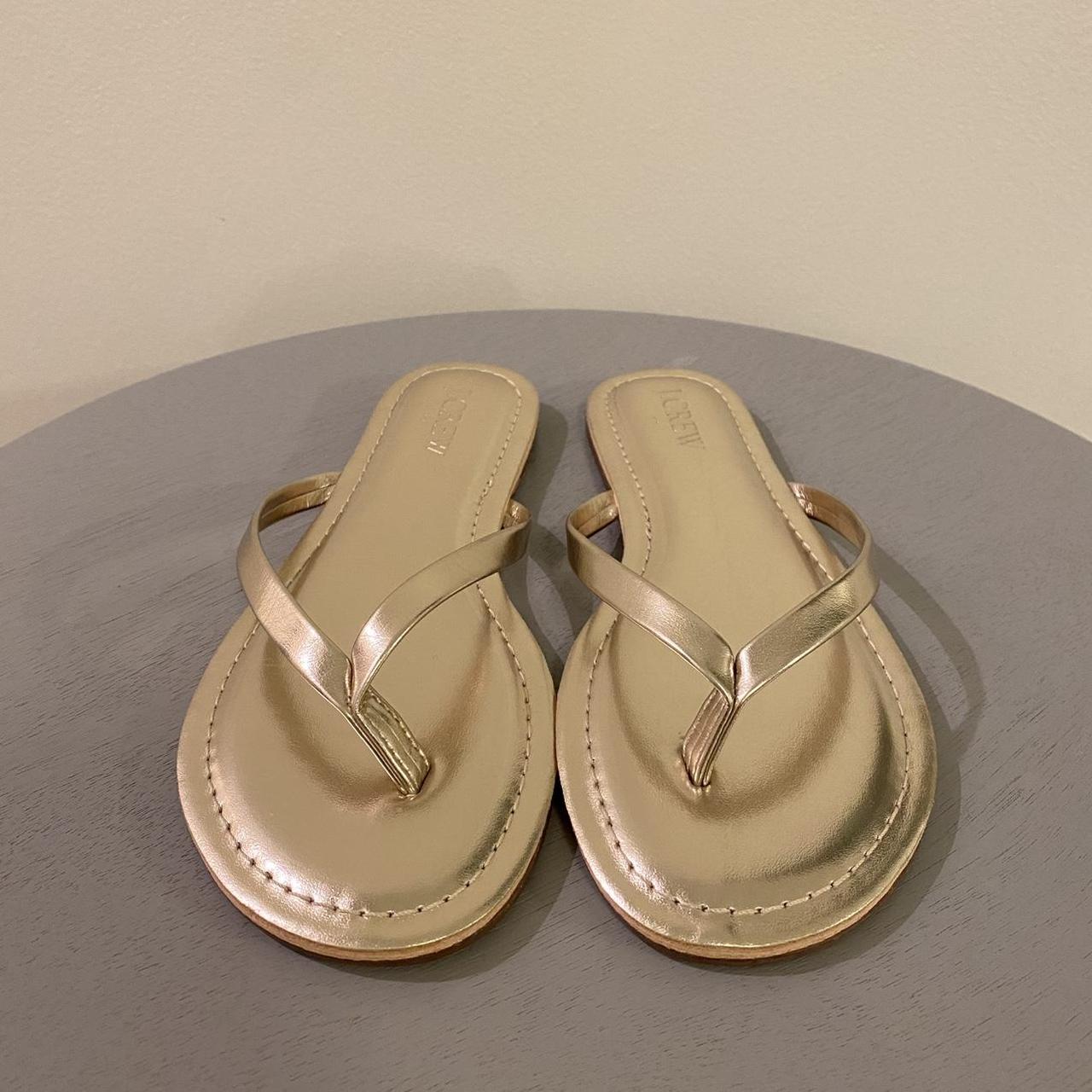 J crew store gold flip flops