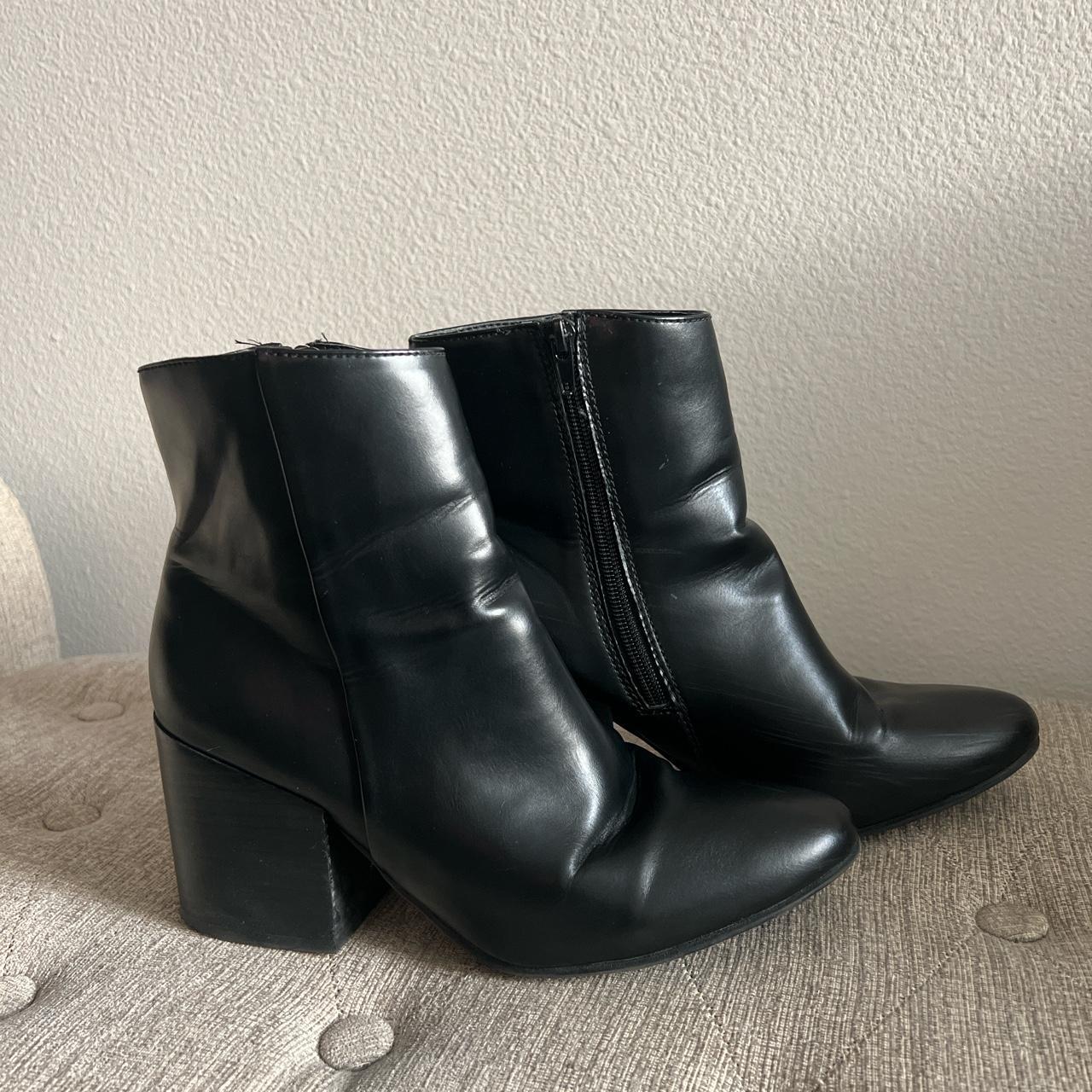 black ankle boots by Madden Girl size 7.5 slightly... - Depop