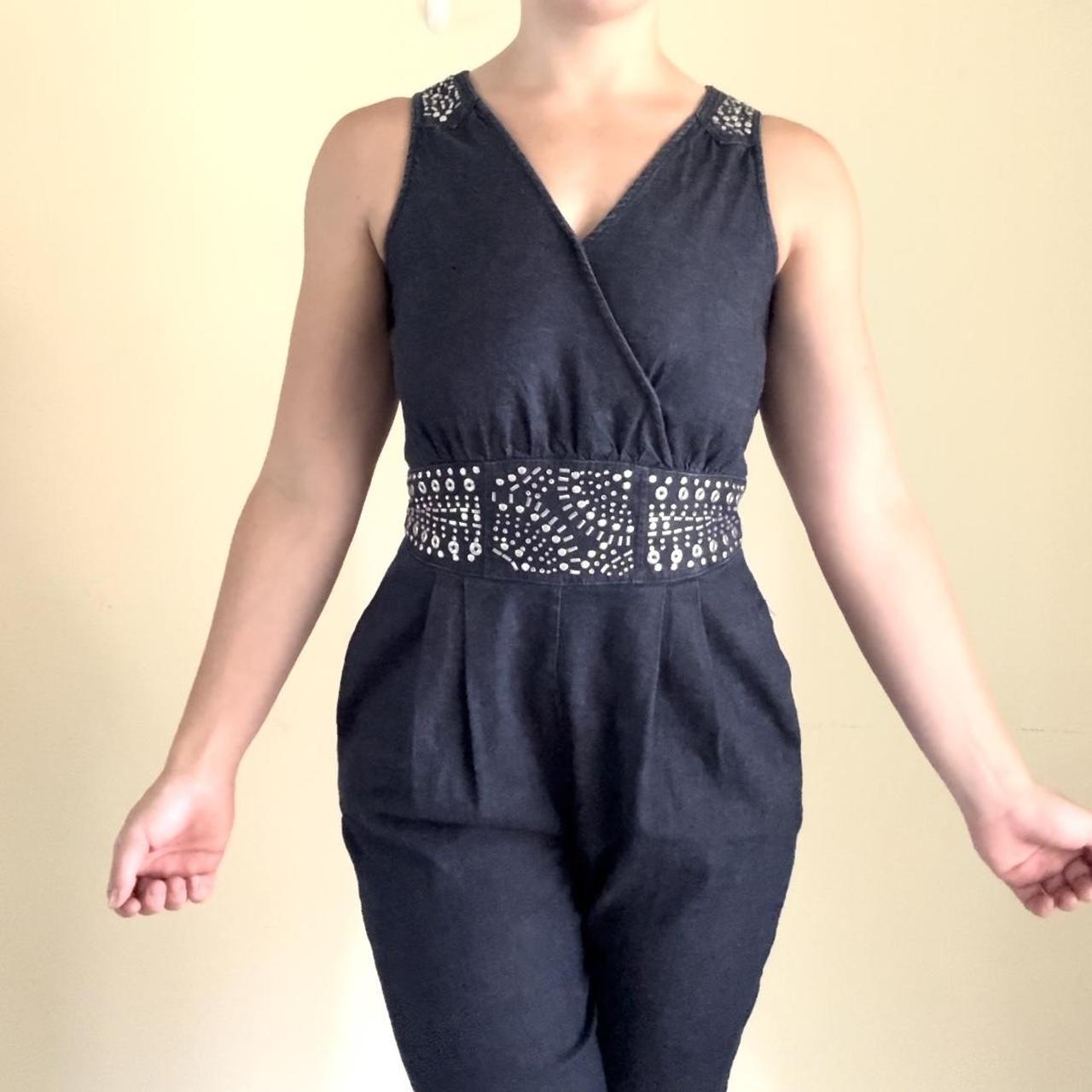 Vintage Y2K blinged jean jumpsuit jumper, Tank