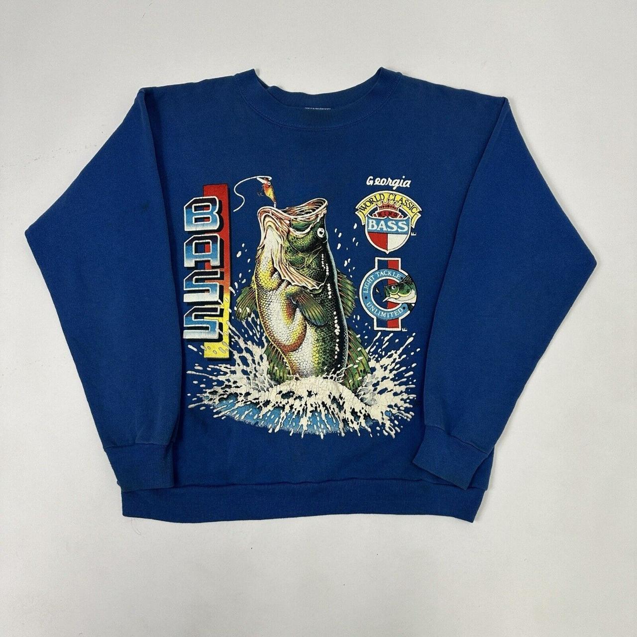 Vintage Bass Fishing Outdoor AOP Crewneck Sweatshirt - Depop