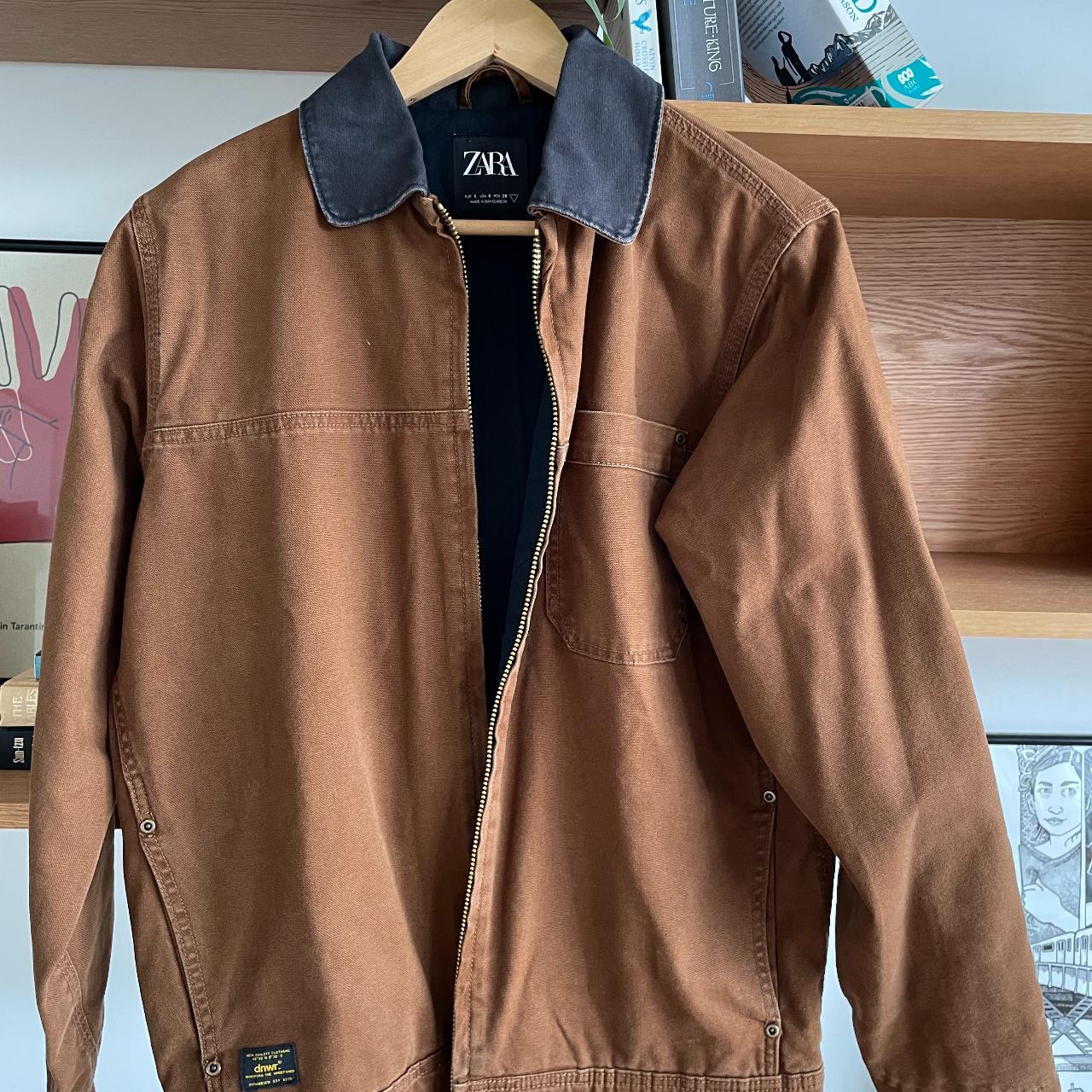 Mens brown Zara canvas 'work jacket.' Size Small.... Depop