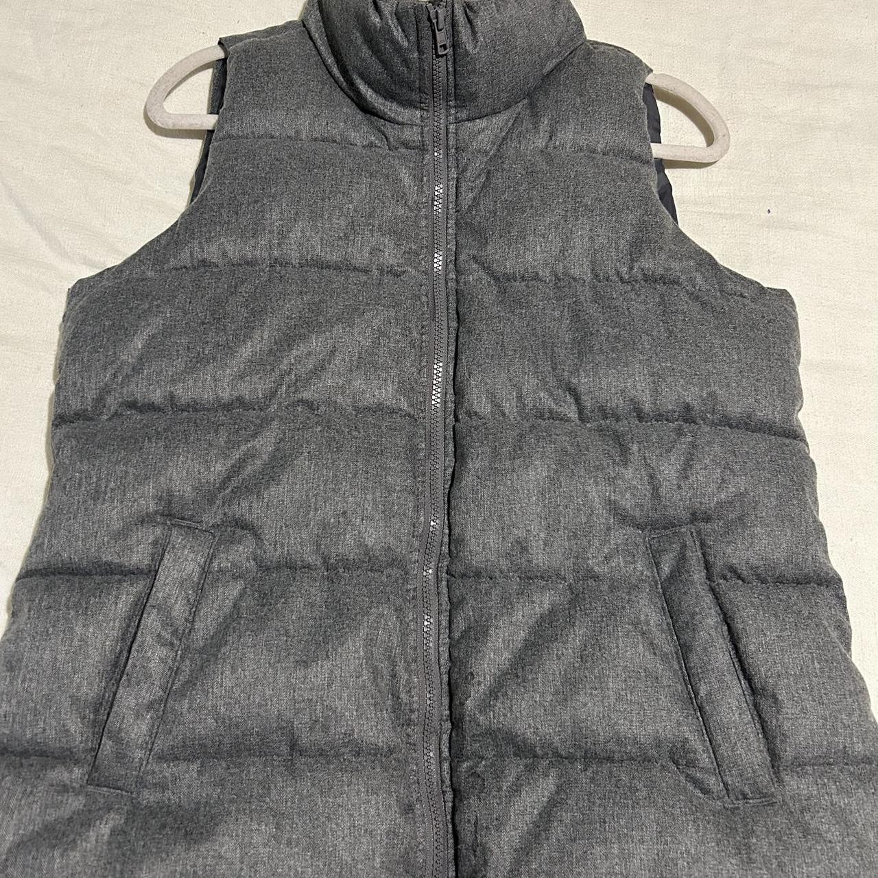 old navy grey puffer vest size: s - Depop